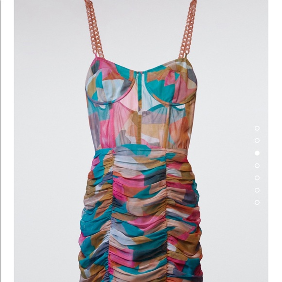 Zara 2022 chain strap multicolored printed dress - Picture 10 of 16